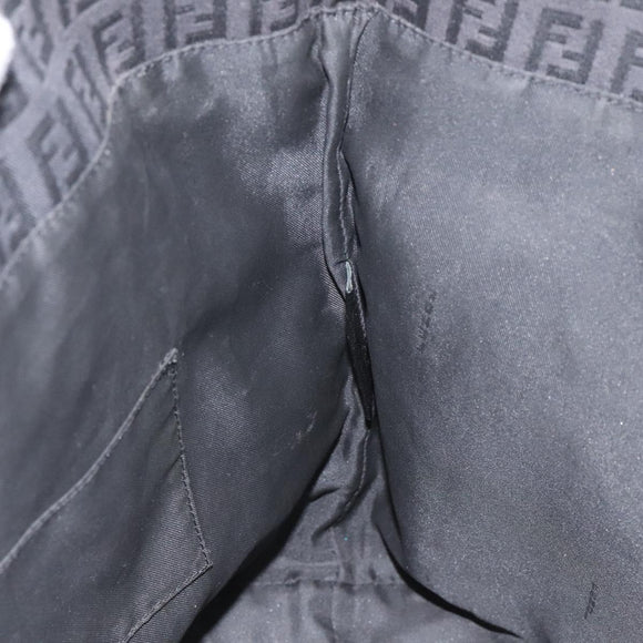 FENDI Zucchino Canvas Tote Bag Black Auth hk2404