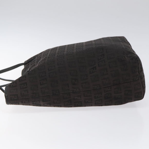 FENDI Zucchino Canvas Tote Bag Black Auth hk2404