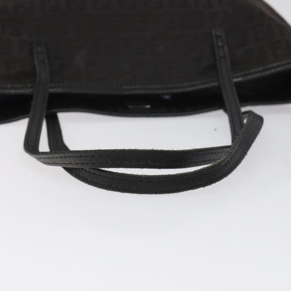 FENDI Zucchino Canvas Tote Bag Black Auth hk2404