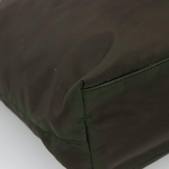 PRADA Tote Bag Nylon Khaki Gold Auth hk2406