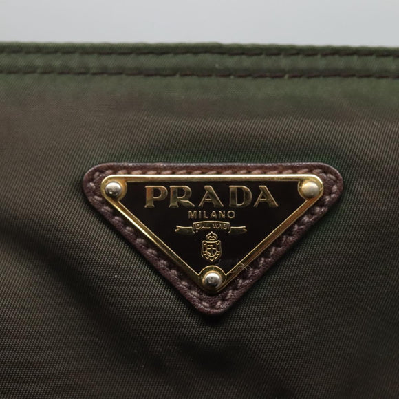 PRADA Tote Bag Nylon Khaki Gold Auth hk2406