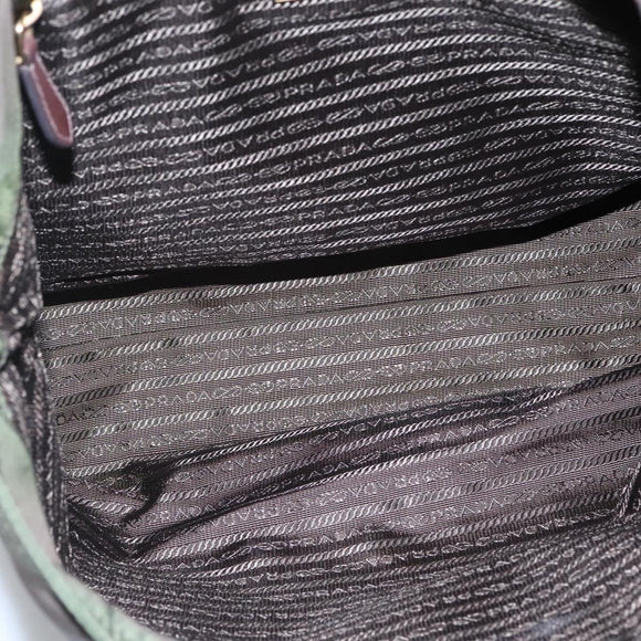 PRADA Tote Bag Nylon Khaki Gold Auth hk2406