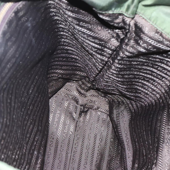 PRADA Tote Bag Nylon Khaki Gold Auth hk2406