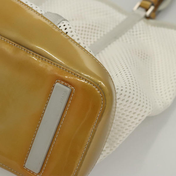 PRADA Shoulder Bag Nylon White Silver Auth hk2408