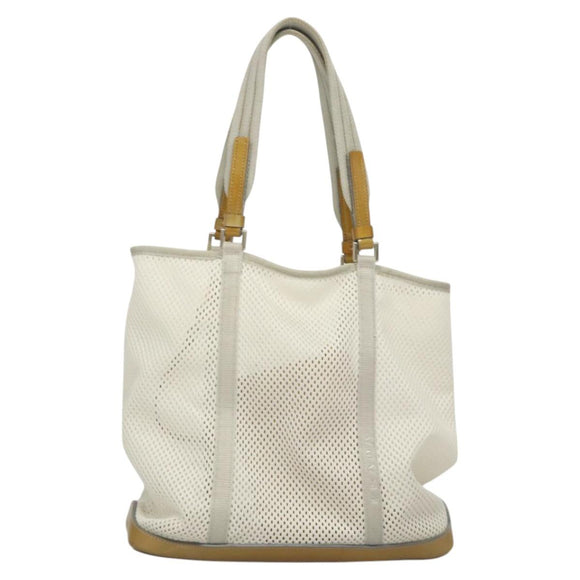 PRADA Shoulder Bag Nylon White Silver Auth hk2408