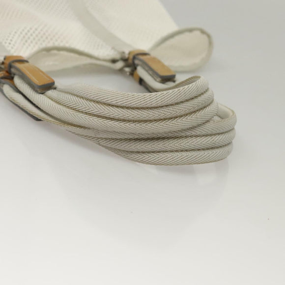 PRADA Shoulder Bag Nylon White Silver Auth hk2408