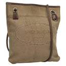 PRADA Shoulder Bag Canvas Beige Auth hk2410-1