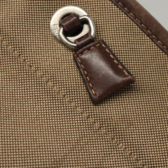 PRADA Shoulder Bag Canvas Beige Auth hk2410