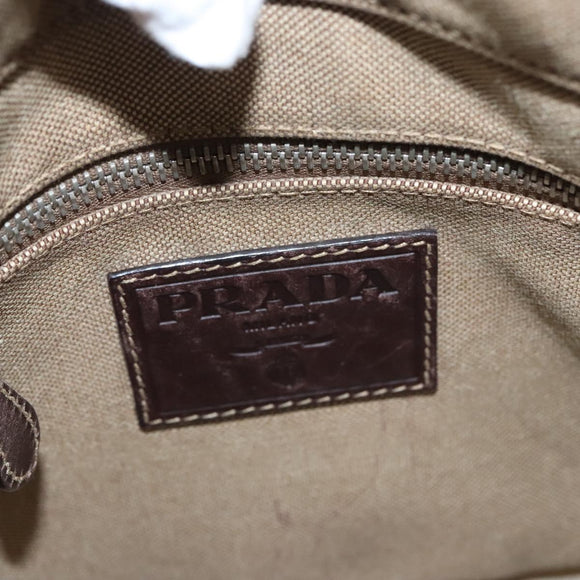 PRADA Shoulder Bag Canvas Beige Auth hk2410