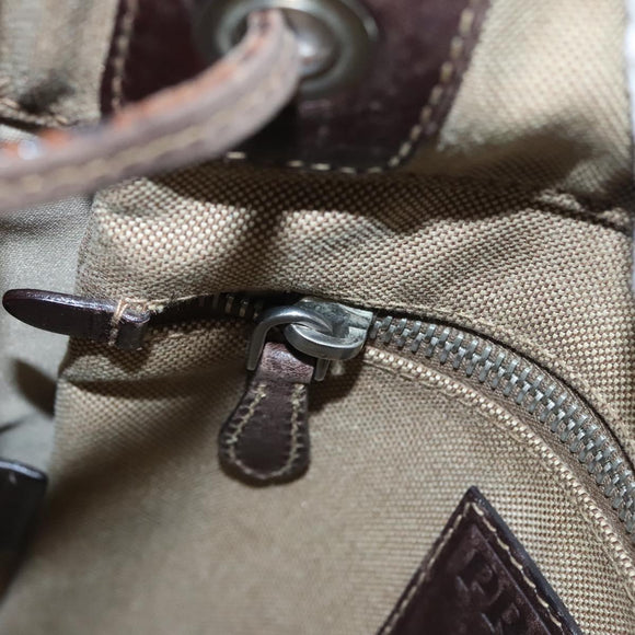 PRADA Shoulder Bag Canvas Beige Auth hk2410