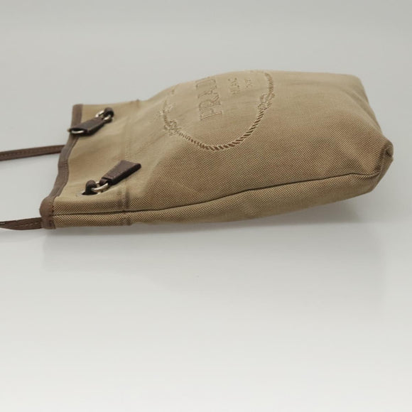 PRADA Shoulder Bag Canvas Beige Auth hk2410