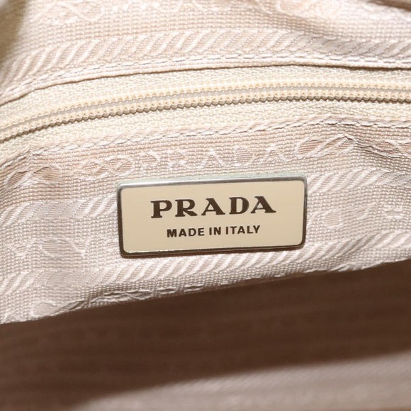 PRADA Hand Bag Nylon White Silver Auth hk2411