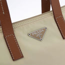 PRADA Hand Bag Nylon White Silver Auth hk2411-11