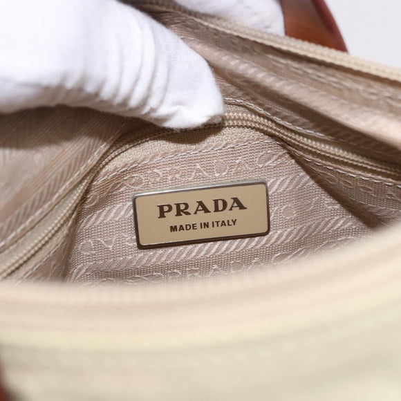 PRADA Hand Bag Nylon White Silver Auth hk2411
