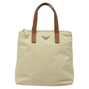 PRADA Hand Bag Nylon White Silver Auth hk2411-13