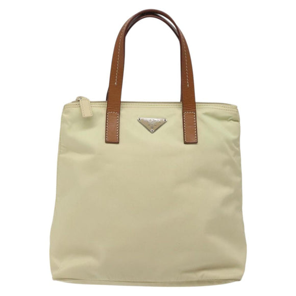 PRADA Hand Bag Nylon White Silver Auth hk2411