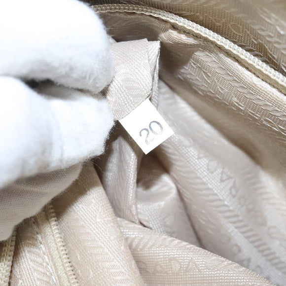 PRADA Hand Bag Nylon White Silver Auth hk2411