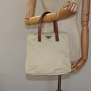 PRADA Hand Bag Nylon White Silver Auth hk2411-22