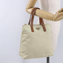 PRADA Hand Bag Nylon White Silver Auth hk2411-27