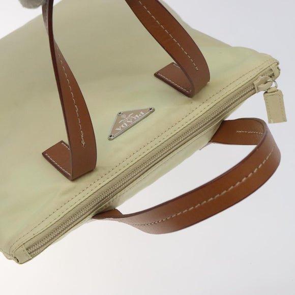 PRADA Hand Bag Nylon White Silver Auth hk2411