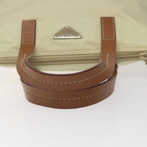 PRADA Hand Bag Nylon White Silver Auth hk2411