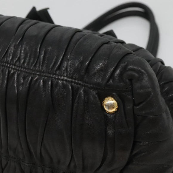 PRADA Hand Bag Leather 2way Black Auth hk2413