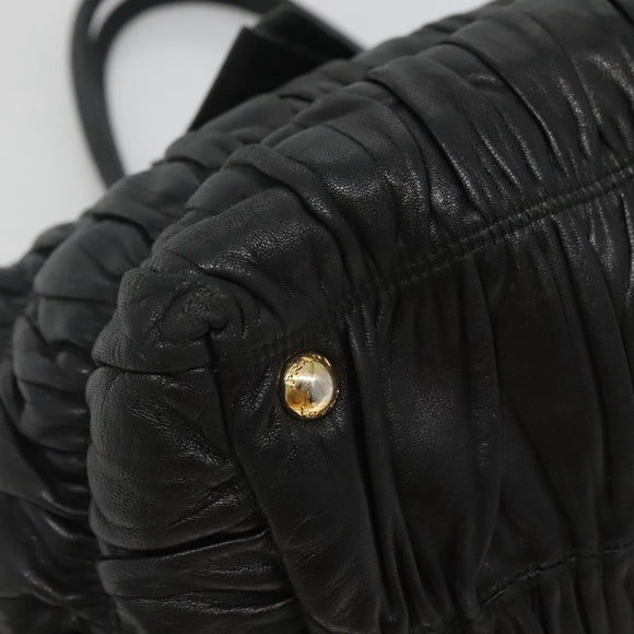 PRADA Hand Bag Leather 2way Black Auth hk2413