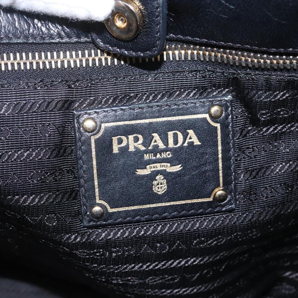 PRADA Hand Bag Leather 2way Black Auth hk2413