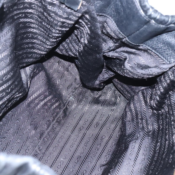 PRADA Hand Bag Leather 2way Black Auth hk2413