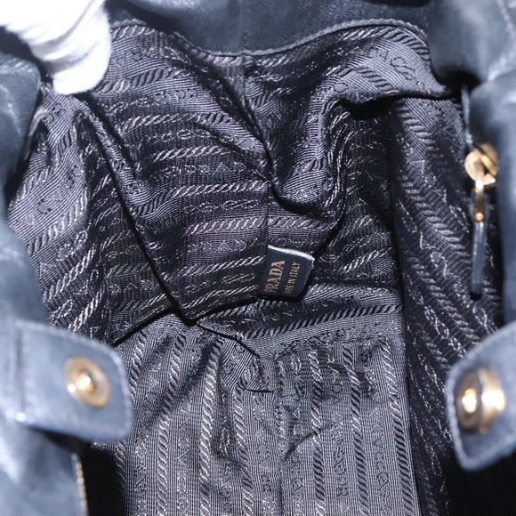 PRADA Hand Bag Leather 2way Black Auth hk2413