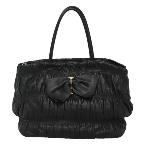 PRADA Hand Bag Leather 2way Black Auth hk2413
