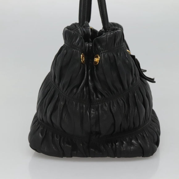 PRADA Hand Bag Leather 2way Black Auth hk2413