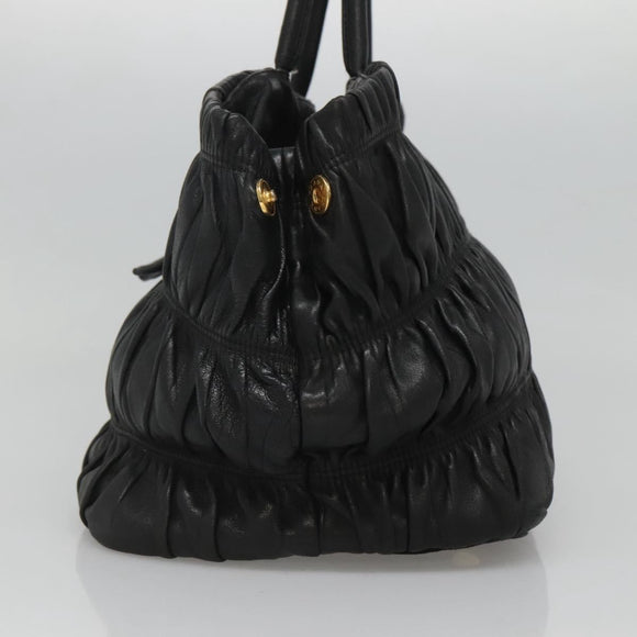 PRADA Hand Bag Leather 2way Black Auth hk2413