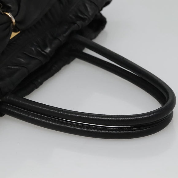 PRADA Hand Bag Leather 2way Black Auth hk2413