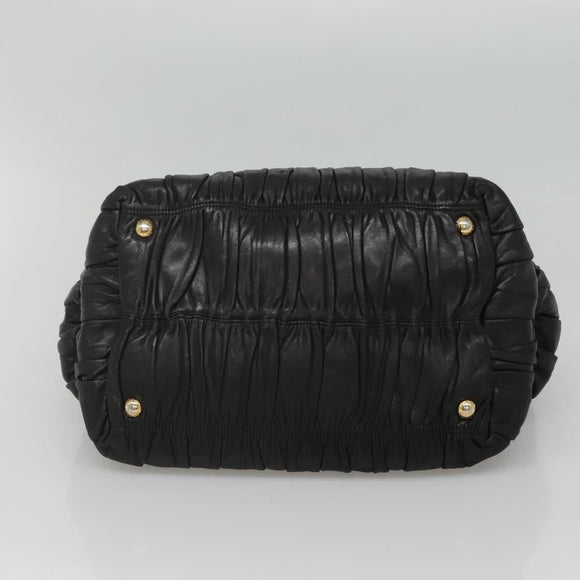 PRADA Hand Bag Leather 2way Black Auth hk2413