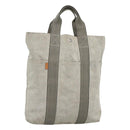HERMES New Fourre Tout Cabas Tote Bag Canvas Gray Silver Auth hk2416-1