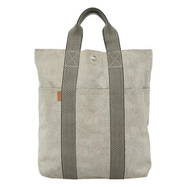 HERMES New Fourre Tout Cabas Tote Bag Canvas Gray Silver Auth hk2416 - 0
