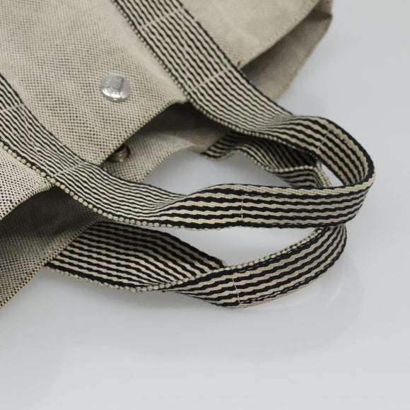 HERMES New Fourre Tout Cabas Tote Bag Canvas Gray Silver Auth hk2416