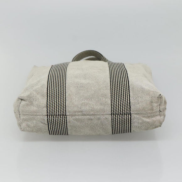 HERMES New Fourre Tout Cabas Tote Bag Canvas Gray Silver Auth hk2416