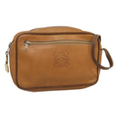 LOEWE Clutch Bag Leather Brown Gold Auth hk2425-1