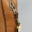 LOEWE Clutch Bag Leather Brown Gold Auth hk2425-8