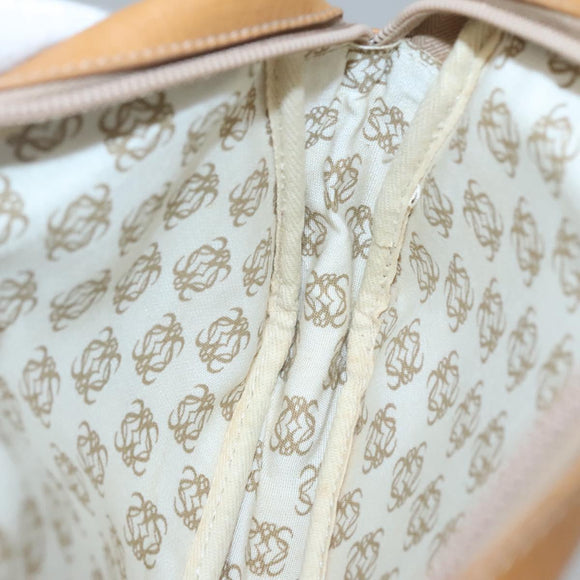 LOEWE Clutch Bag Leather Brown Gold Auth hk2425