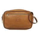 LOEWE Clutch Bag Leather Brown Gold Auth hk2425-13