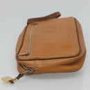 LOEWE Clutch Bag Leather Brown Gold Auth hk2425-4