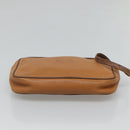 LOEWE Clutch Bag Leather Brown Gold Auth hk2425-6