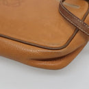 LOEWE Clutch Bag Leather Brown Gold Auth hk2425-7