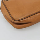 LOEWE Clutch Bag Leather Brown Gold Auth hk2425-14