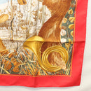 HERMES Carre 90 Scarf ""CHASSE AU BOIS "" Silk Red Auth hk2455-10