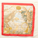 HERMES Carre 90 Scarf ""CHASSE AU BOIS "" Silk Red Auth hk2455-13