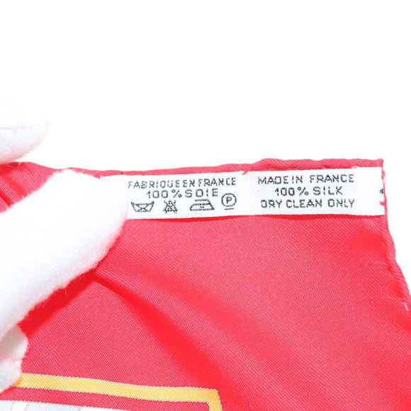 HERMES Carre 90 Scarf ""CHASSE AU BOIS "" Silk Red Auth hk2455